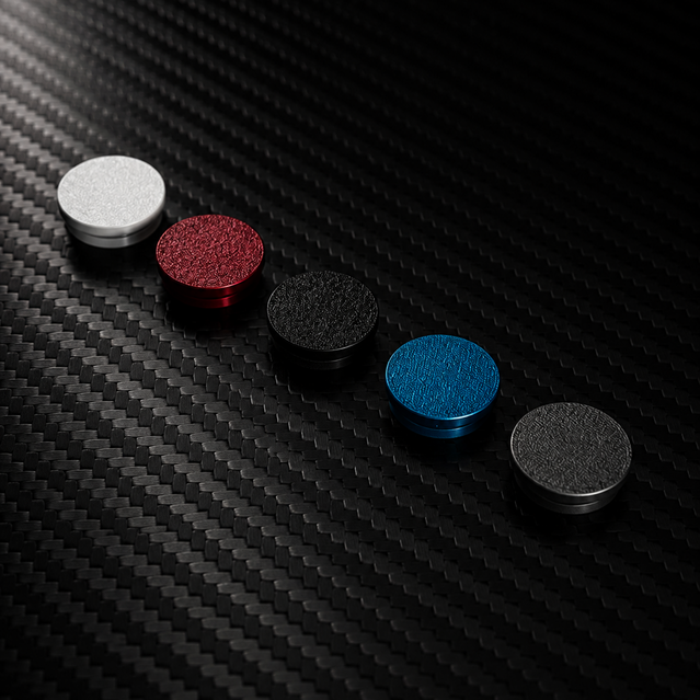 PhantomPlate Replacement Magnet Caps - 5 color options on carbon fiber surface